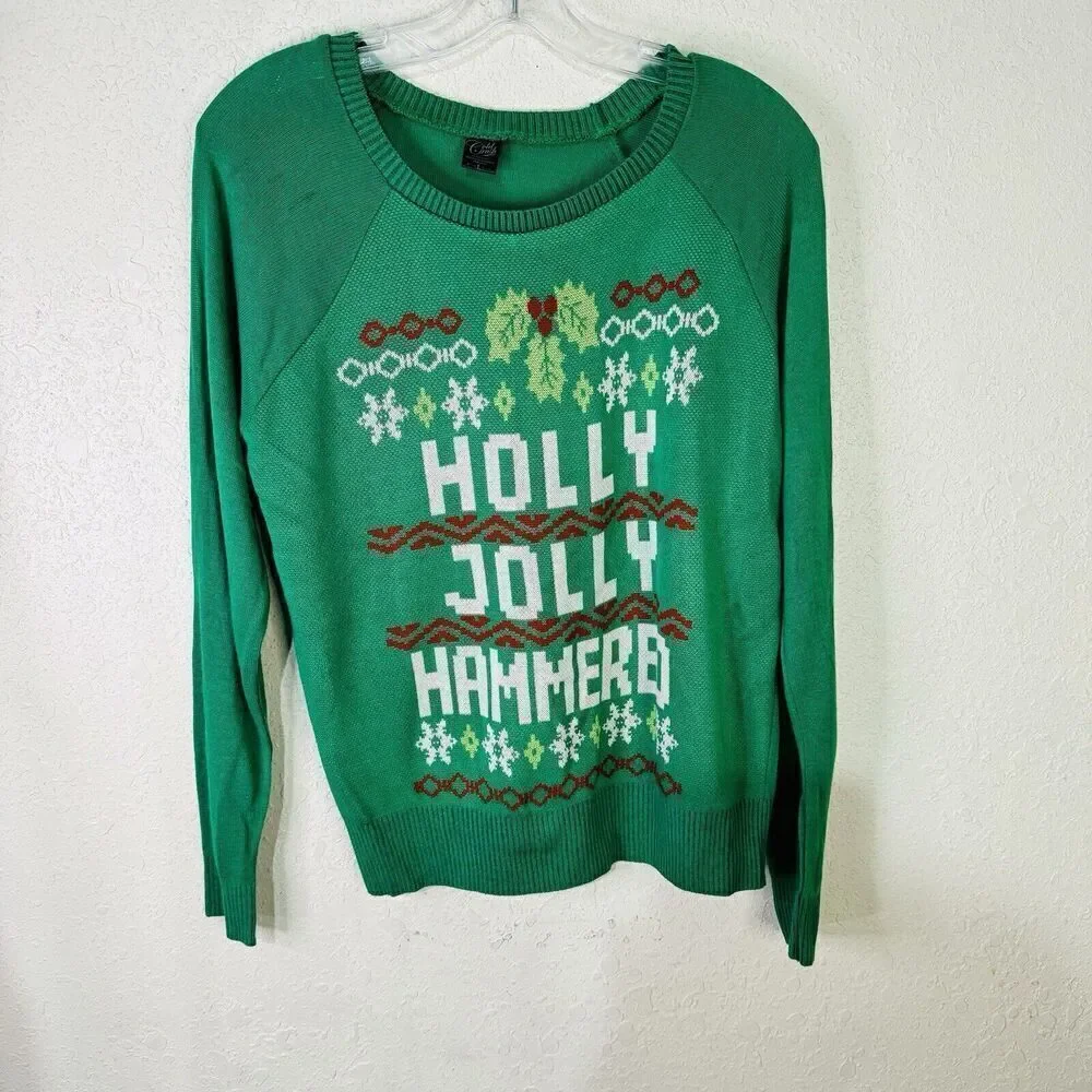 Gold Rush Ugly‎ Christmas Sweater - Holly Jolly Hammered - Green Size L
